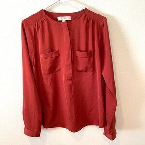 Ann Taylor Loft Women's Front Pocket Blouse  Rust Brown   Size: S